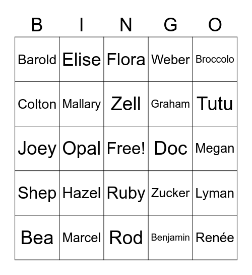 Ringing Bingo Card