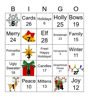 Bingo-Holiday Edition Bingo Card
