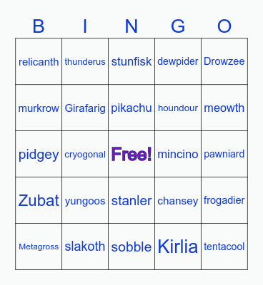 pokemon binGO Card