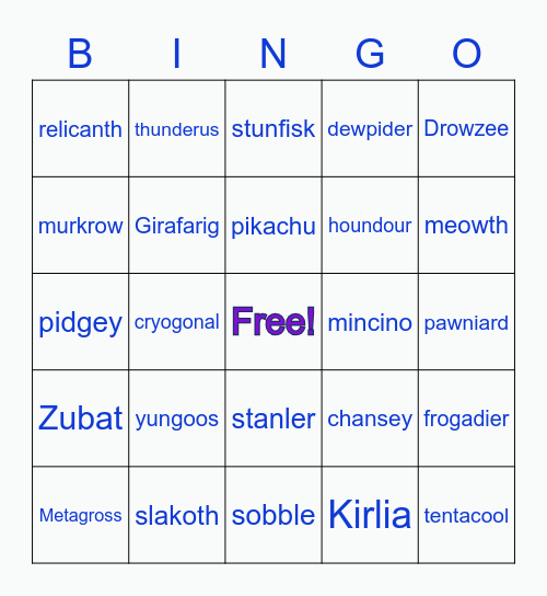 pokemon binGO Card