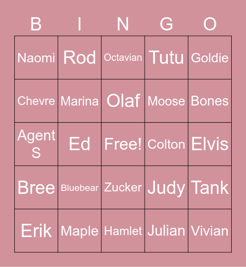 RINGO! Bingo Card