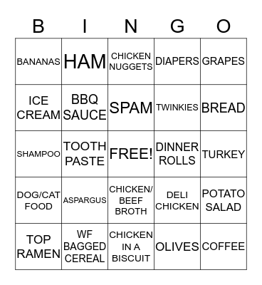 GROCERY BINGO Card