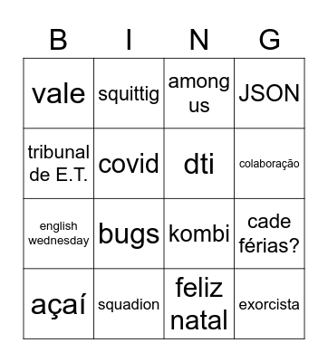 GCM Bingo Card
