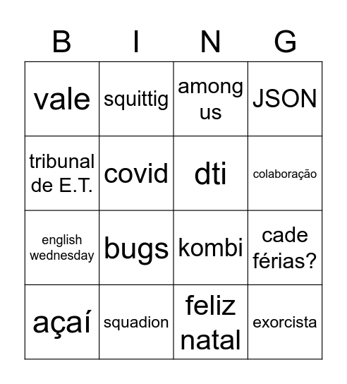 GCM Bingo Card
