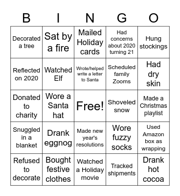 RQC Holiday Bingo Card