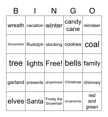 Mrs. Thiry Christmas Bingo Card