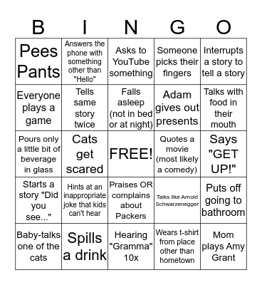 Family Bingo Card