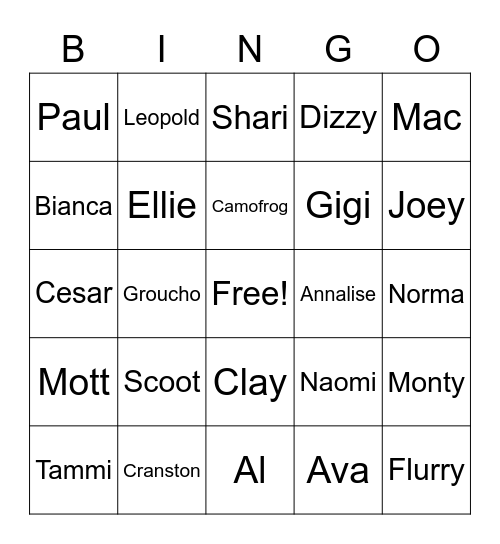 Ringo Bingo Card