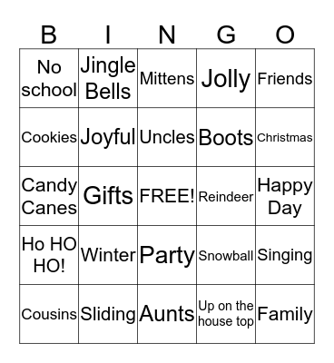 Christmas Bingo  Bingo Card