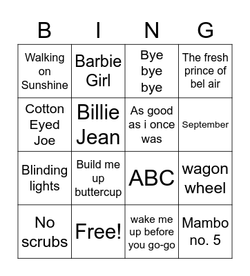 Music bingo Card