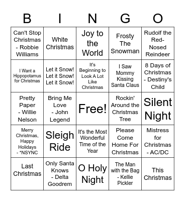 Christmas Songs! Bingo Card