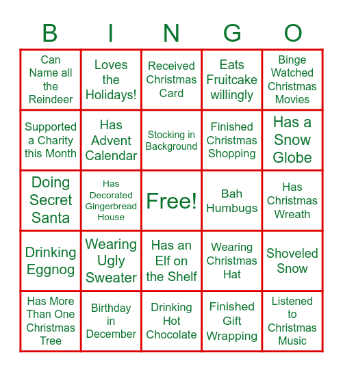 Holiday BINGO Card