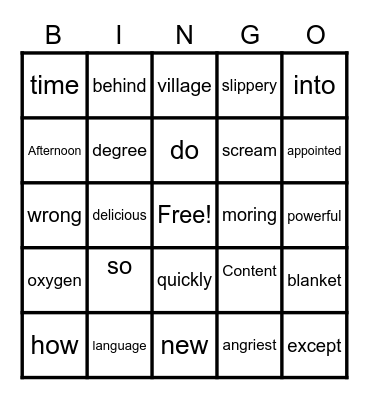 Room 5 sight words Bingo Card