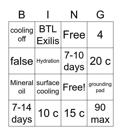 Body contouring bingo Card