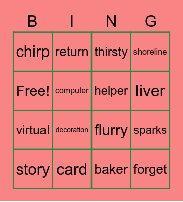 R-Controlled Vowel Words Bingo Card