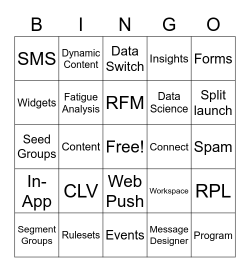 Responsys Holiday Event 2020 Bingo Card