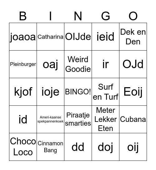 FOUTE BINGO 21-12-2014 Bingo Card