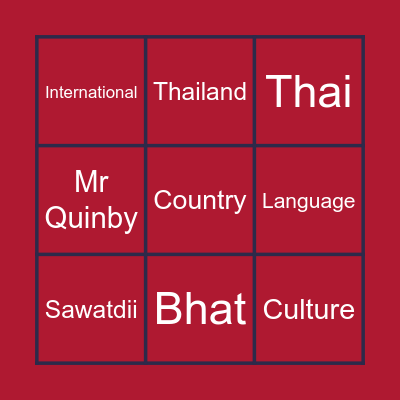 THAILAND BINGO Card