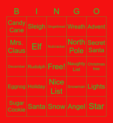 Christmas Bingo Card
