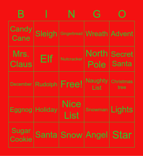 Christmas Bingo Card