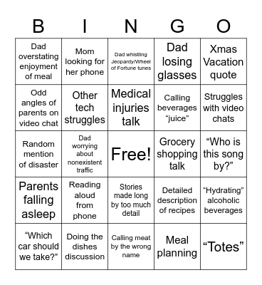 2020 Matasick Parent Bingo Card