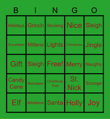Team Pip Christmas Bingo Card