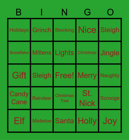 Team Pip Christmas Bingo Card