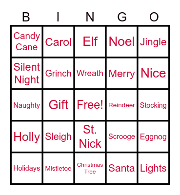 Team Pip Christmas Bingo Card
