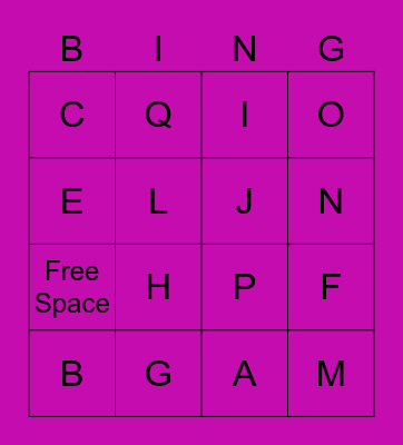 Alphabet Bingo Card