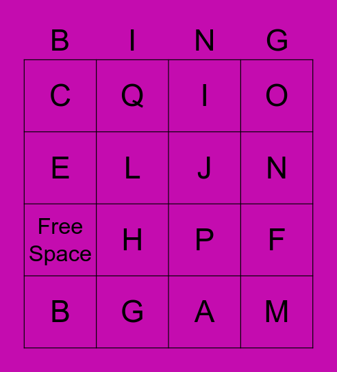 Alphabet Bingo Card