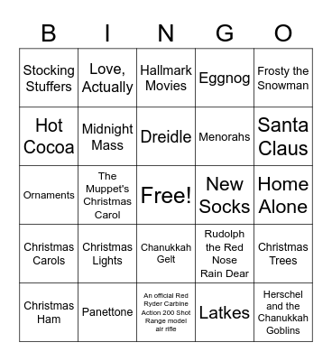 Legit Holiday Bingo Card