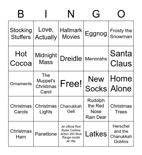 Legit Holiday Bingo Card