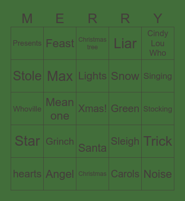 Merry Christmas Bingo Card