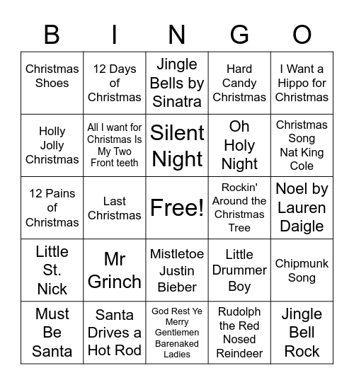 Christmas Play or Smash Bingo Card