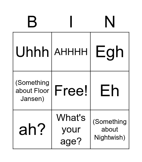 Wenneke Bingo Card