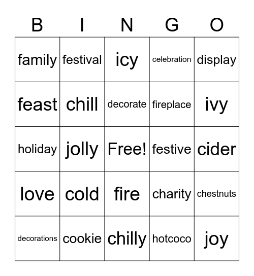 Holiday Bingo! Bingo Card