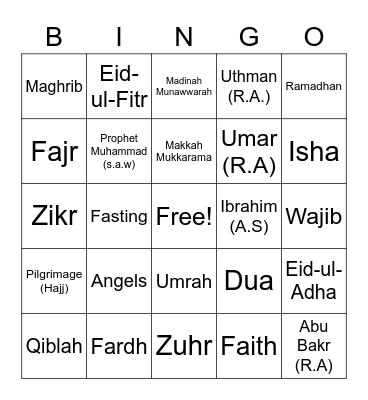 Winter Activities (Boys) Bingo Card