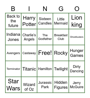 Movie Bingo! Bingo Card
