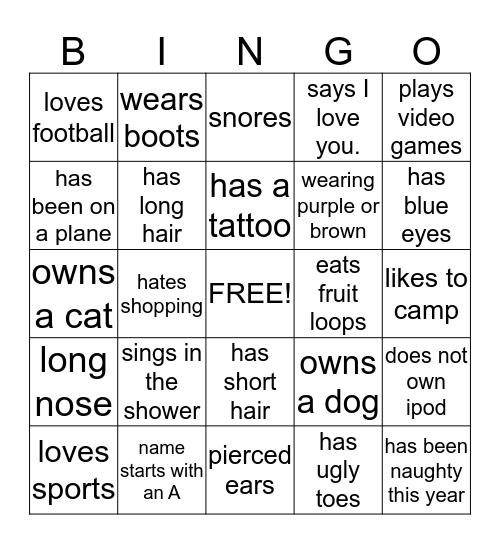 Crazy Bingo Card