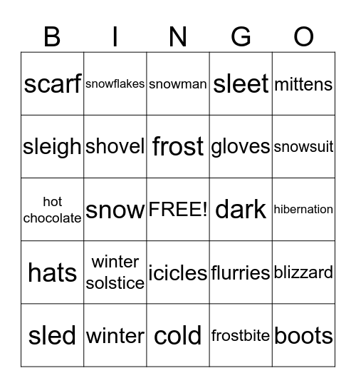 winter bingo! Bingo Card