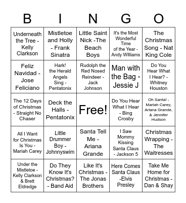 WU DC Christmas Bingo Card