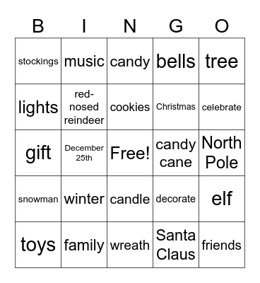 Winter Words Bingo Card