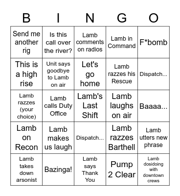 FAREWELL LAMB Bingo Card