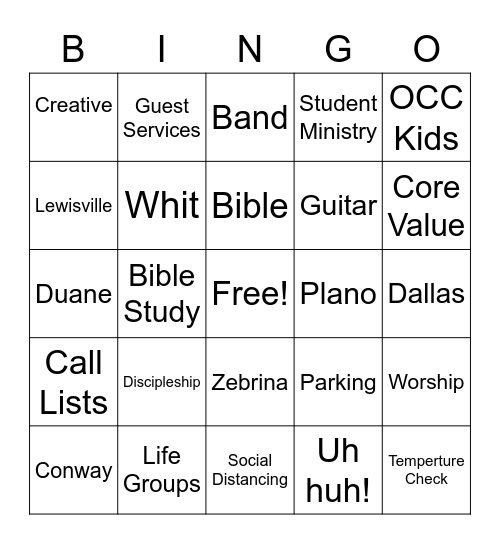 One Community Church Bingo Card