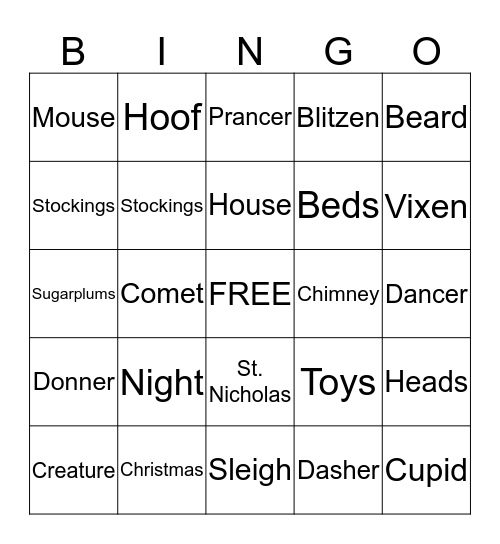 Christmas bingo Card