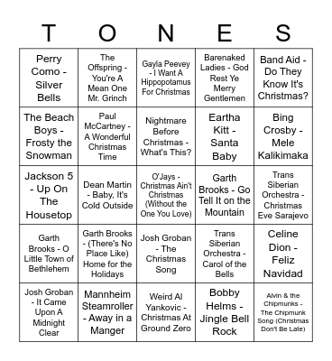 Game Of Tones 12/21/20 BLACKOUT GAME Bingo Card