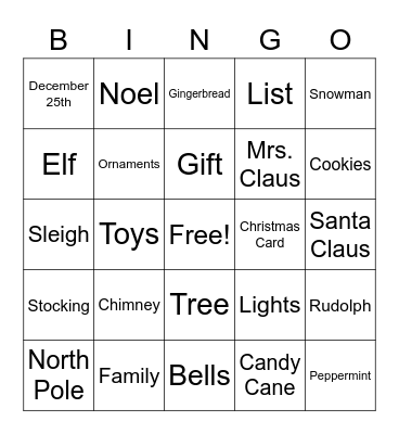 Christmas Bingo Card