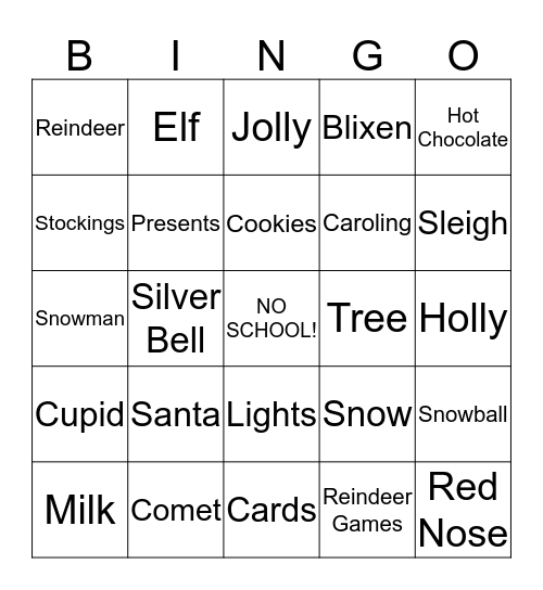 Holiday Bingo Card
