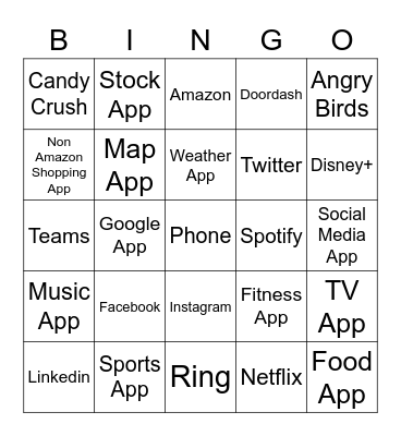 Phone Bingo Card