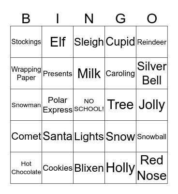Holiday Bingo Card